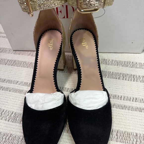 RED Valentino- Suede D'Orsay Pumps- Black/Gold-Women’s Size 36 - Picture 4 of 12
